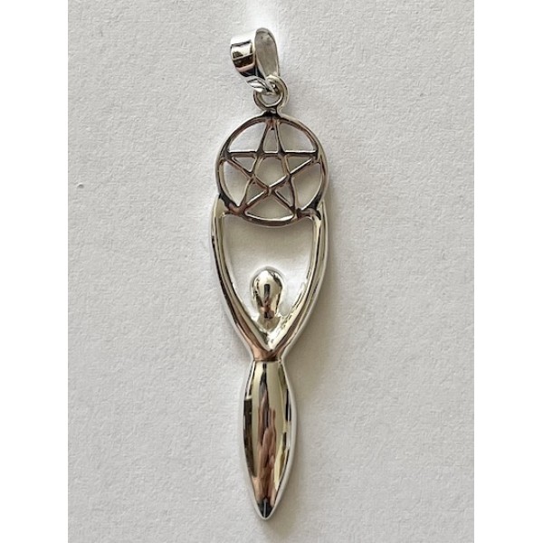 Pendant Silver Goddess with pentagram 